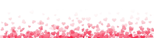 Love valentine background with pink petals of hearts on white background Vector banner postcard backgroundThe 14th of February Vector EPS 10