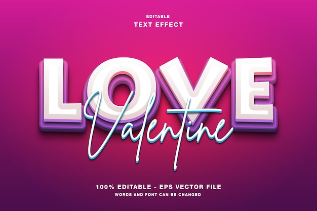 Редактируемый текстовый эффект love valentine