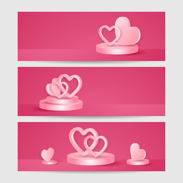 Vector love valentine's banner background with stage, podium, hearts. design for special days, women's day, valentine's day, birthday, mother's day, father's day, christmas, wedding. vector illustration