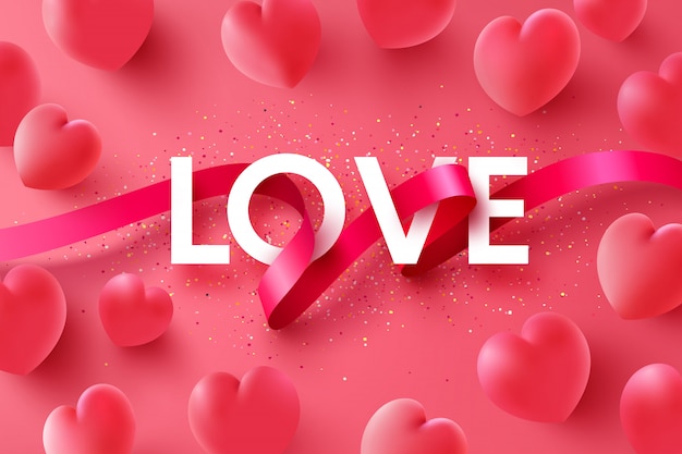 Vector love and valentine's day background with word 