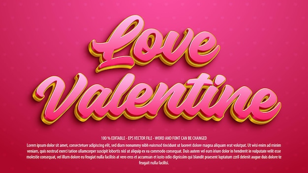 Love valentines 3d bewerkbaar teksteffect