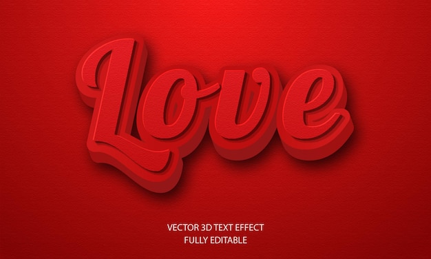 Love valentines 3d text effect design in red