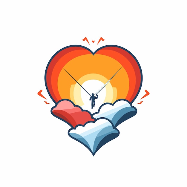 Love and Valentines day concept Vector illustration of a heart pierced by a sword