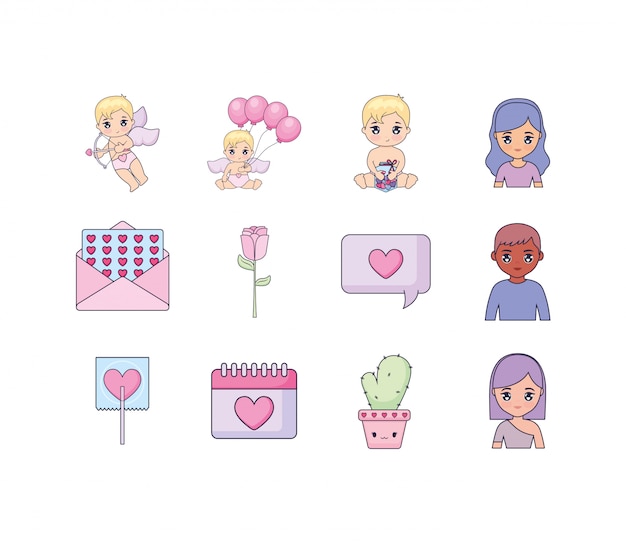 Love and valentines day icon set