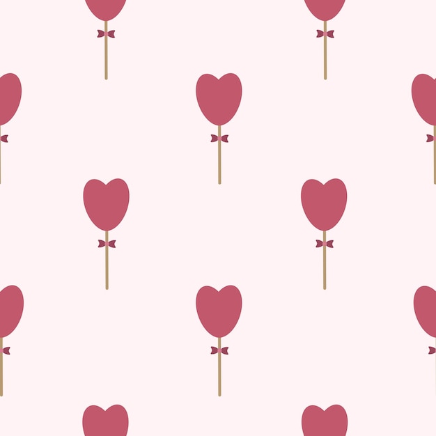 Vector love vector heart on stick seamless pattern