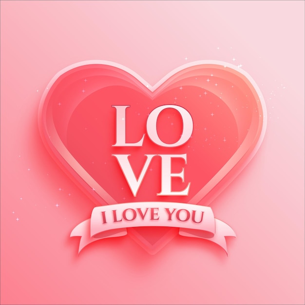 Love vector with cute heart white and pink background