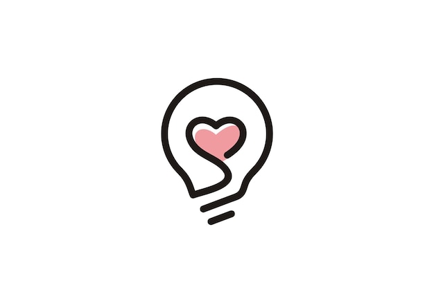 Vettore il logo della lampada bianca dell'amore simbolo dell'energia creativa