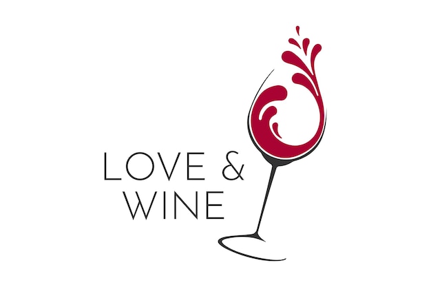 Love and Wine glass minimalistic logo design