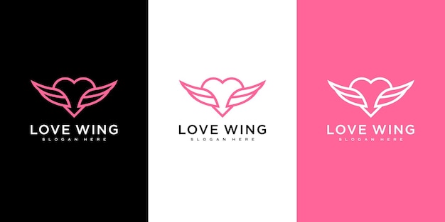 Love wing logo vector design line style