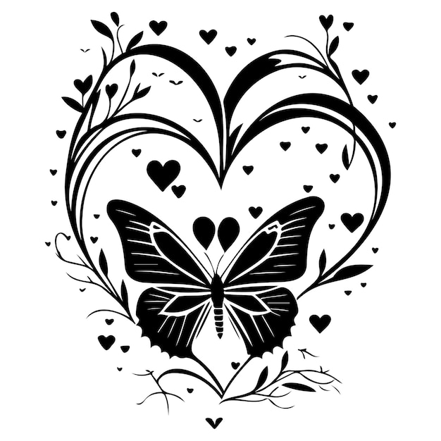 love with butterfly valentine illustration sketch hand draw