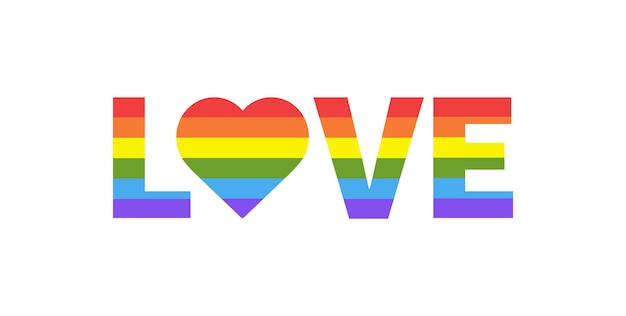 Vector love with heart rainbow heart shape in lgbtq flag on white background pride month