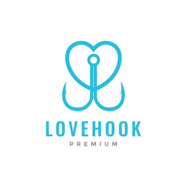 Love with hook fishing logo design vector graphic symbol icon illustration creative idea