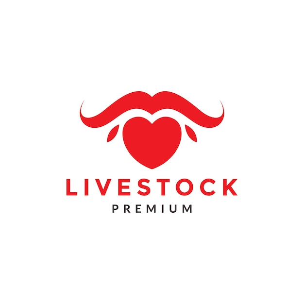 Love with horn livestock logo symbol icon vector graphic design illustration idea creative