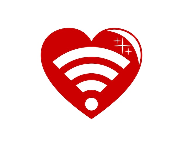 Love with internet connection symbol inside