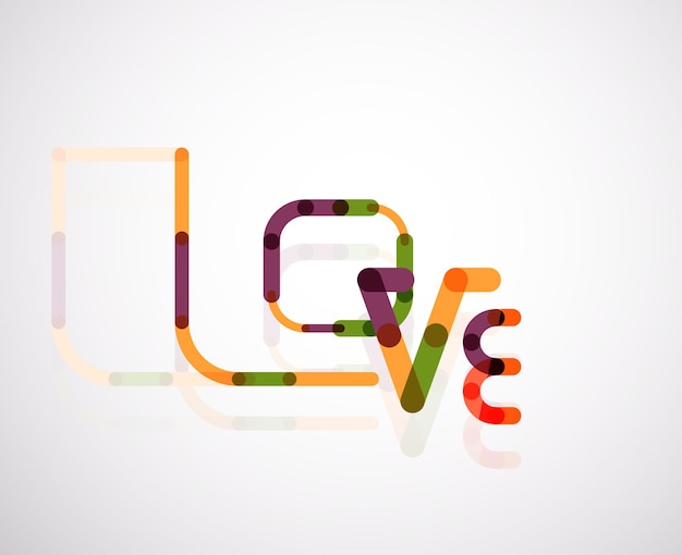 Vector love word font concept