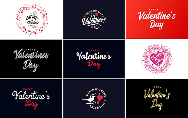 Vector love word handdrawn lettering and calligraphy with cute heart on red white and pink background valentine's day template or background suitable for use in love and valentine's day concept