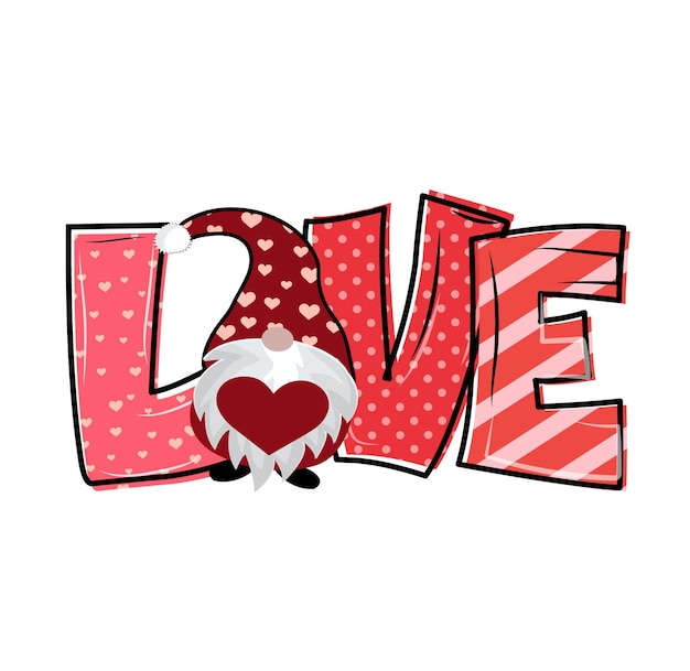 Vector love written with santa love valentines design