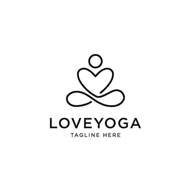 Vector love yoga logo design template