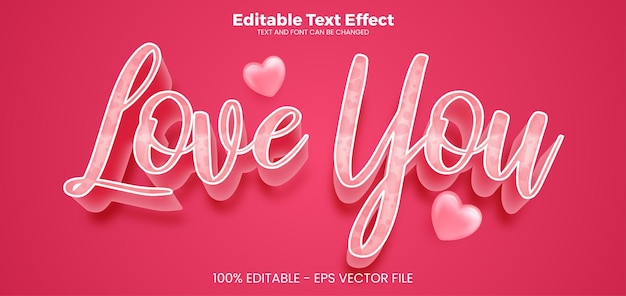 Love You Editable text effect 3d text effect template