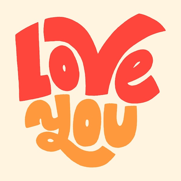 Vector love you handdrawn lettering typography quote about love for valentines day and wedding