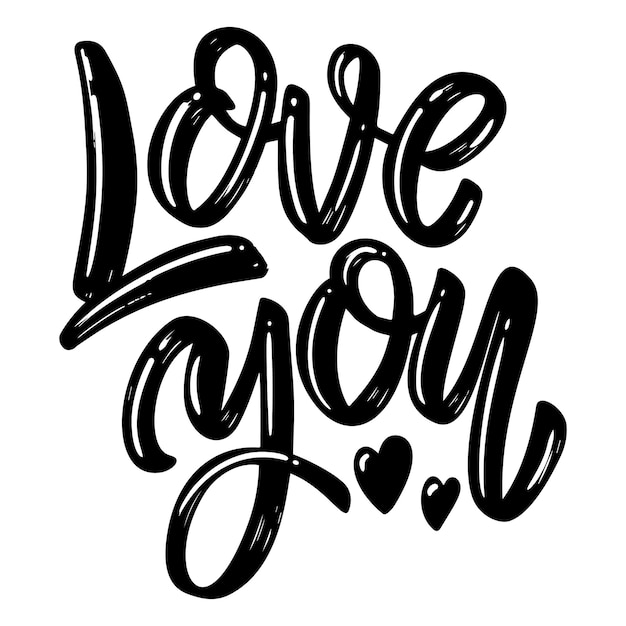 Love you. Lettering phrase on white background. Design element for poster, card, banner. Vector illustration