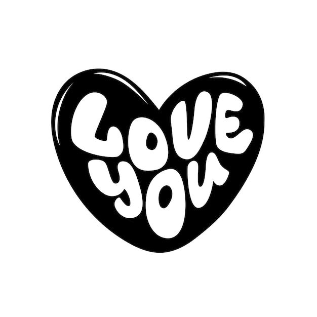 Love you lettering vector art hand drawn modern lettering in heart form love you valentine card