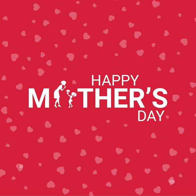 Love you mom happy mothers day greeting design Free Vector