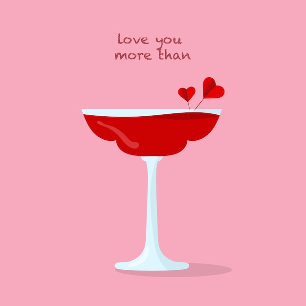 Vector love you more than cocktails happy valentines day