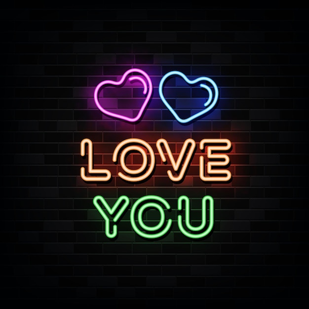 Love You Neon Signs Vector. Design Template Neon Style