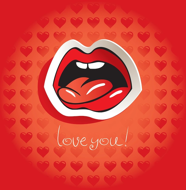 love you postcard with mouth