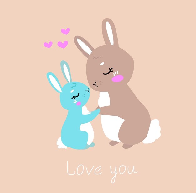 Vector love you rabbits