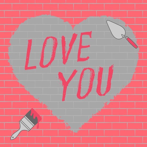 Vector love you text