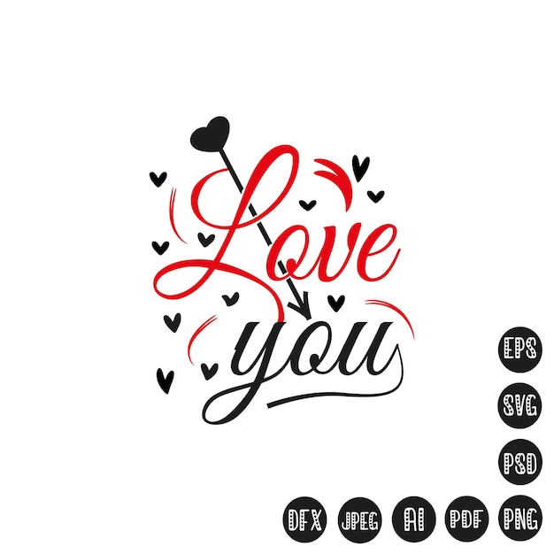 Vector love you typography t shirt design