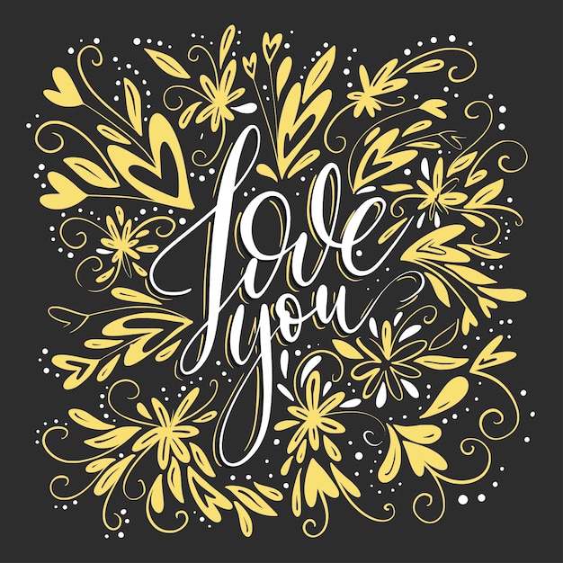 Love you vector lettering card