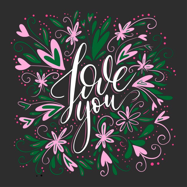 Love you vector lettering card