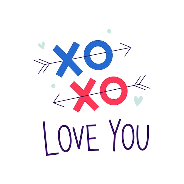 Vector love you. xoxo. valentines day romantic.