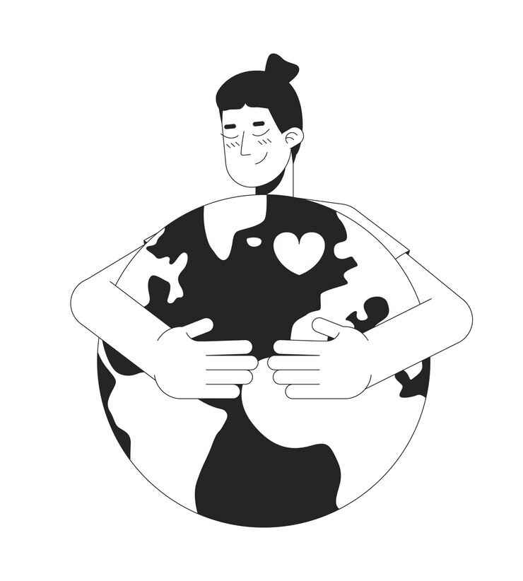 वेक्टर love your home black and white 2d illustration concept