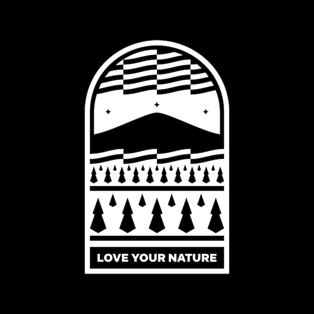 Ama il tuo design del distintivo del logo del paesaggio montano della natura