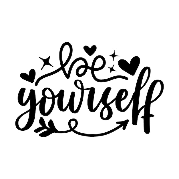 Love yourself short phrase handwritten lettering positive emotion mental health motivation concep