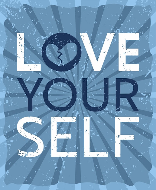 Vector love yourself typography poster design