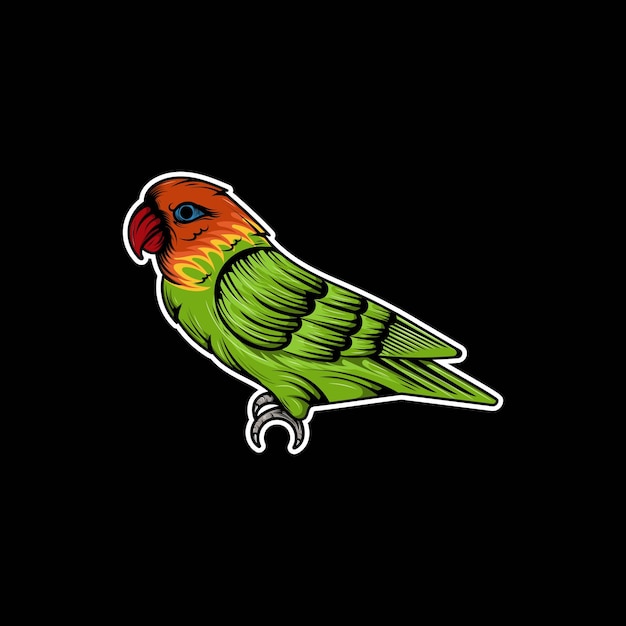 Талисман векторной иллюстрации lovebird, нарисованный вручную