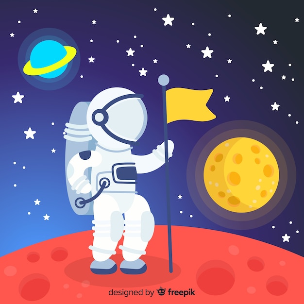 Bello personaggio astronauta con design piatto