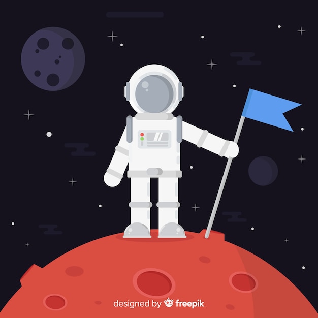 Bello personaggio astronauta con design piatto