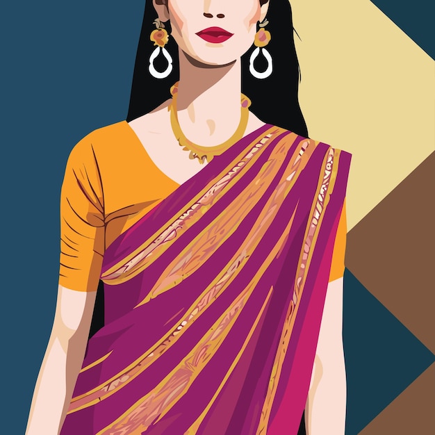 Vector a lovely beautifull sweet women in saree