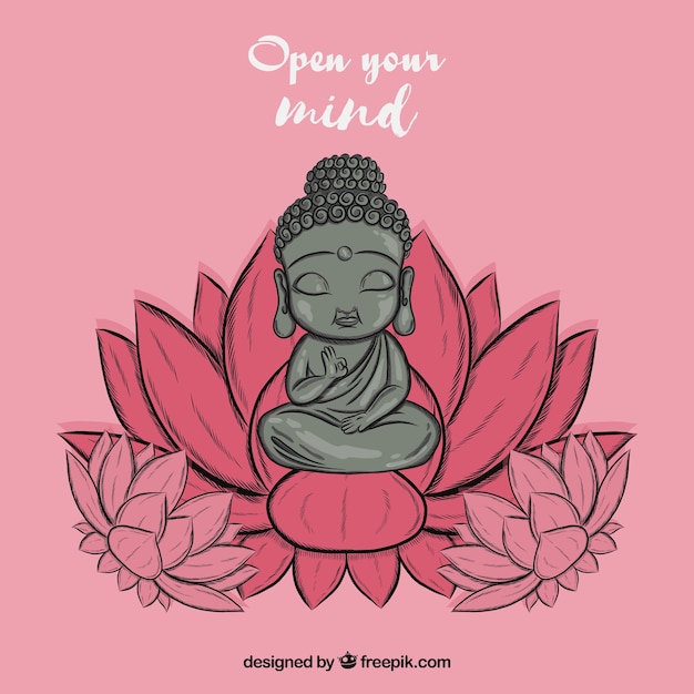 Lovely budha with hand drawn style