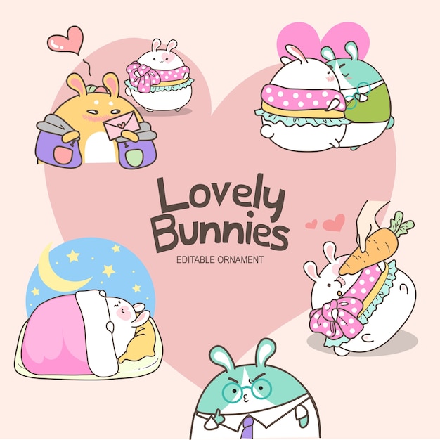 Vector lovely bunnies sally