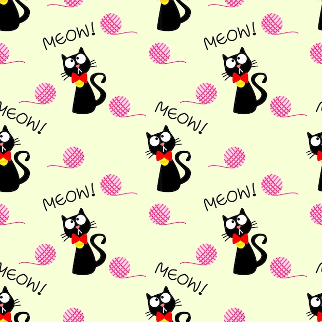 Lovely cat seamless pattern