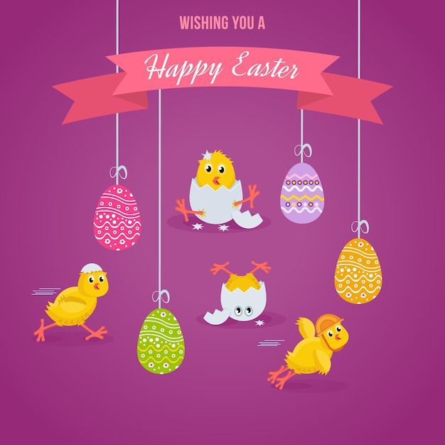 Lovely chickens have fun celebrate indulge in Easter run fly