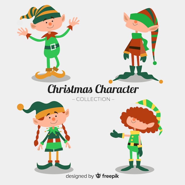 Прекрасная рождественская коллекция персонажей с плоским дизайном