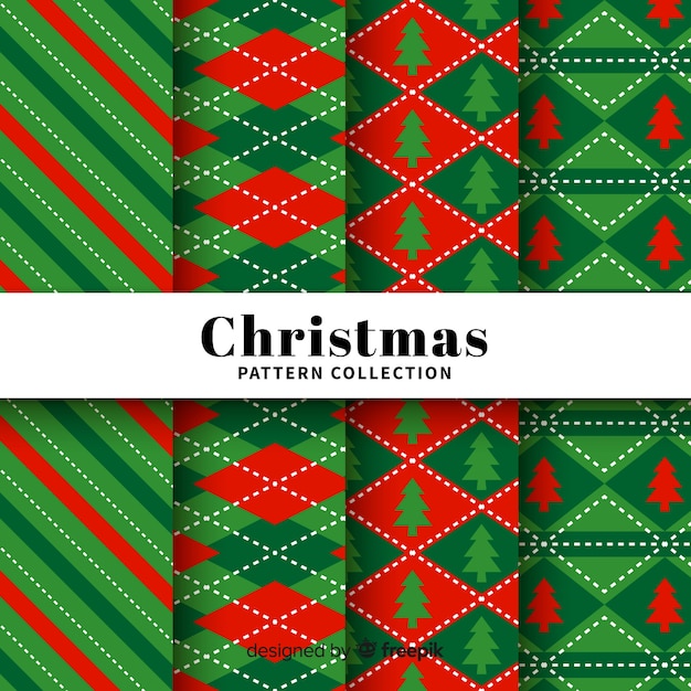 フラットデザインのラブリークリスマスパターンコレクション